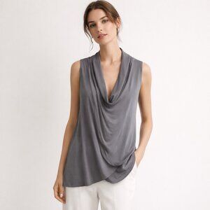 MADE IN ITALY | Taupe Silk Sleeveless Blouse – Women’s Small